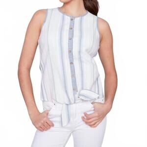 NEW CHARLIE B printed sleeveless tank in denim